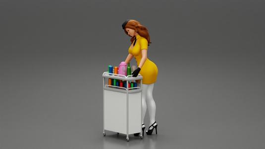 2 Models - Sexy flight attendant serving drinks to passengers on board 2