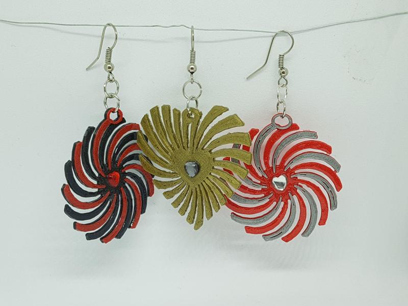 whirlpool" and "heart" earring