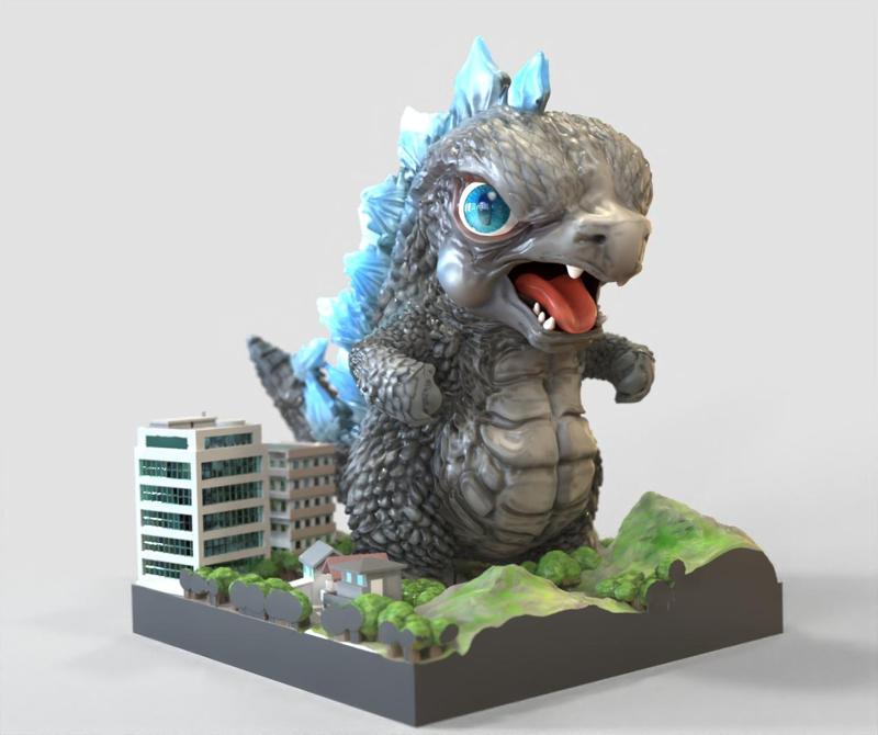 GODZILLA -CHIBI VERSION -FANART- tokusatsu CARICATURE -3D PRINT MODEL