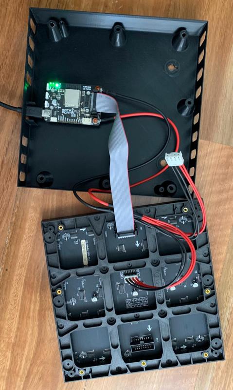 A cabinet enclosure for 64x64 LED matrix (3mm pitch) with Adafruit controller.