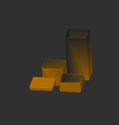 A set of boxes, drawers