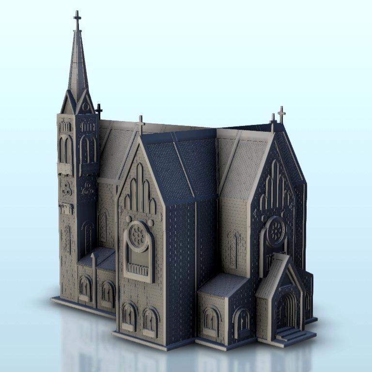 Gothic chapel with bell tower 17 - Middle Age SAGA Medieval Fantasy Building Tabletop