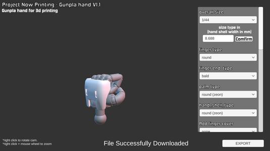 Gunpla hand generator for 3d printing