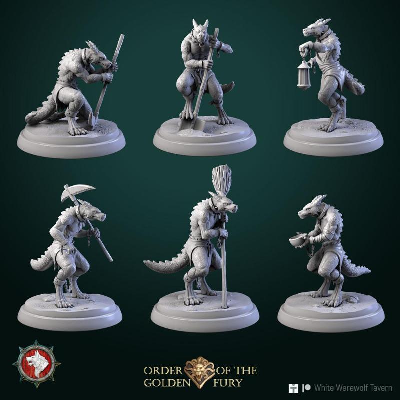 Kobolds slaves set 6 miniatures 32mm pre-supported
