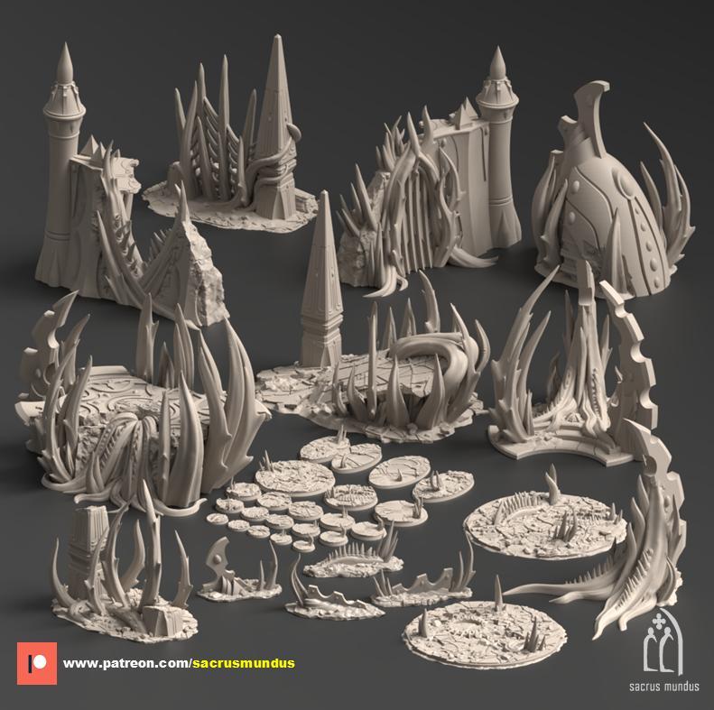 Belkartam.Corrupted Ancient World. Scifi / Futuristic / Eldar / Daemonic Buildings. Terrain and Scenery for Wargames