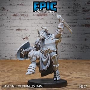 Minotaur Paladin Attack ‧ DnD Miniature ‧ Tabletop Miniatures ‧ Gaming Monster ‧ 3D Model ‧ RPG ‧ DnDminis ‧ STL FILE
