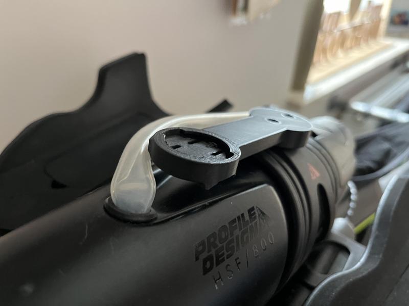 Extension for mounting a Garmin on a profile design bottle