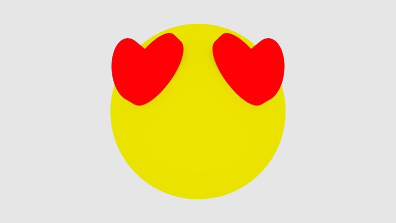 Hearteye Emoji 3D Model