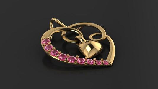 heart pendant love kiss 3D print model