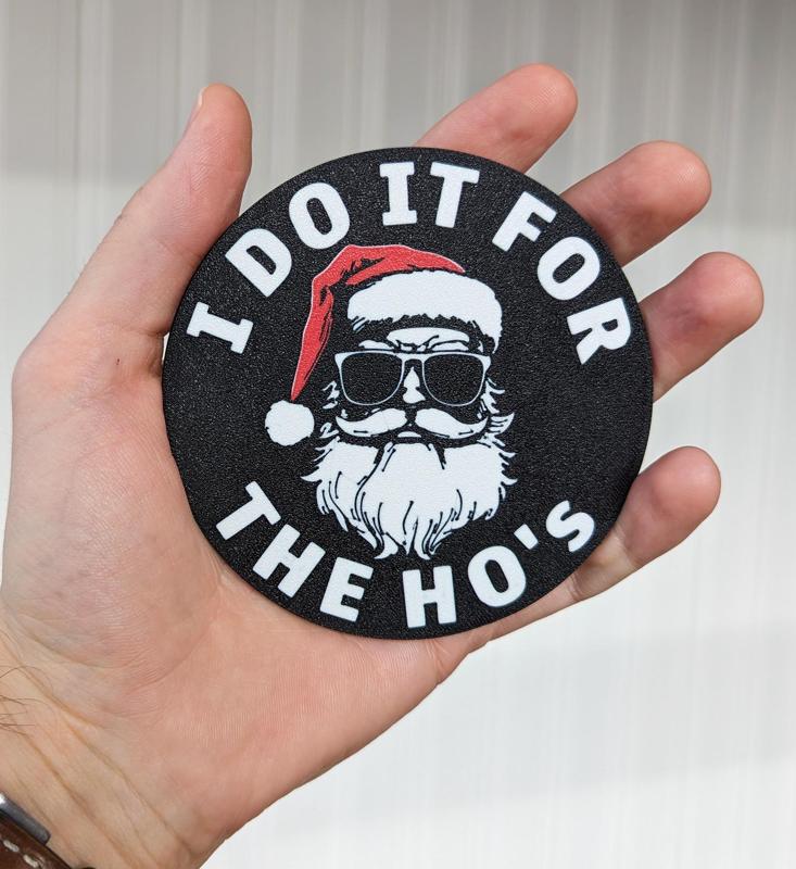 Santa Coaster Ho ho ho - 100mm