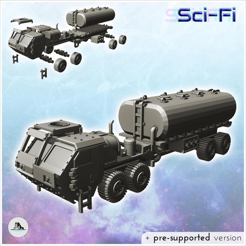 Futuristic truck with armored cab (tanker version) (35) - Future Sci-Fi SF Post apocalyptic Tabletop Scifi Wargaming Planetary exploration RPG Terrain