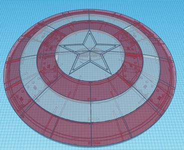 Captain America Shield 60cm diameter for small printers (200mm)