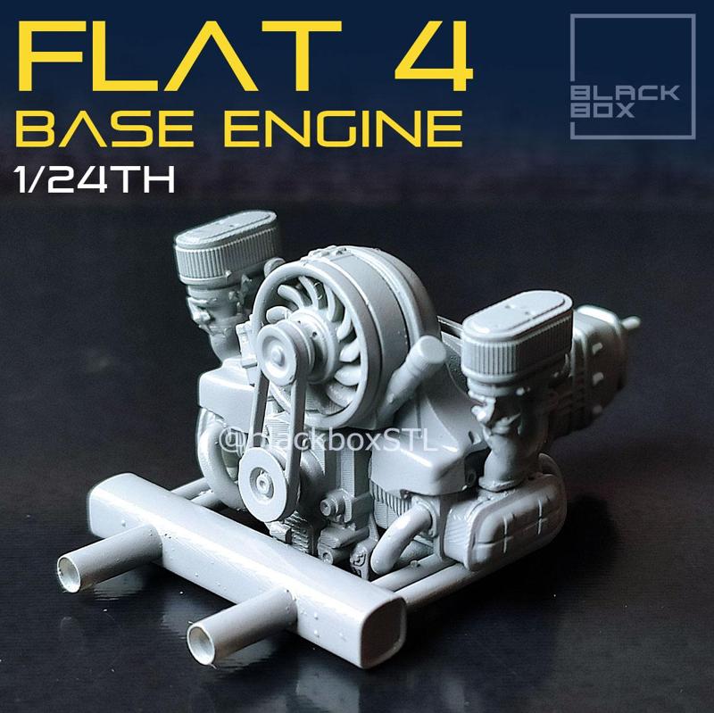 Flat Four BASE ENGINE 1-24th for modelkits and diecast