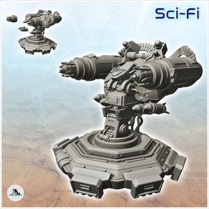 Firing turret with double guns and rockets (1) - Future Sci-Fi SF Infinity Terrain Tabletop Scifi