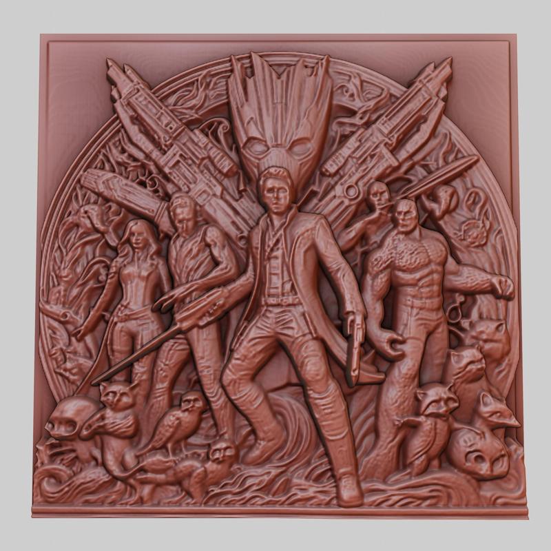 Guardians of the Galaxy 3d printer relief medallion obj stl