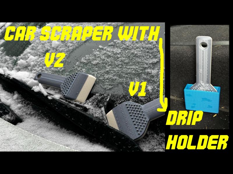 Car scraper with drip tray holder