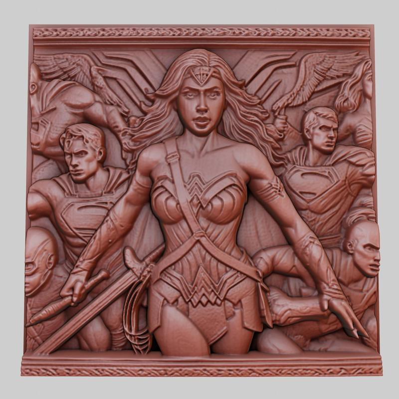 Wonder Woman 3d printer relief medallion obj stl