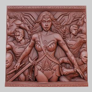 Wonder Woman 3d printer relief medallion obj stl