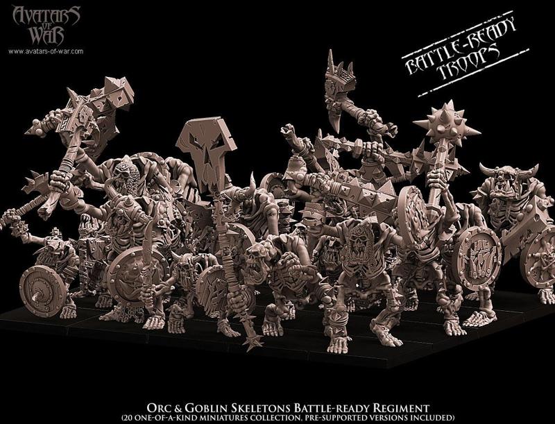 Orc & Goblin Skeletons Battle-Ready regiment (20 Skeletons)
