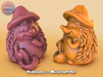 Cute Hedgehog with a Mushroom hat