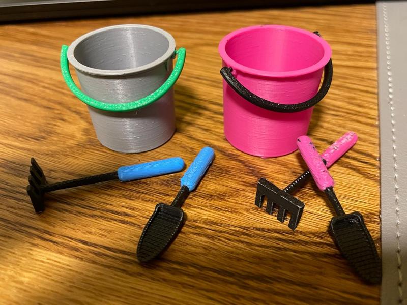 Dollhouse Accessories - Gardening Tools with Bucket
