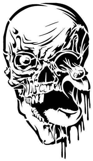 Zombie Skull stencill