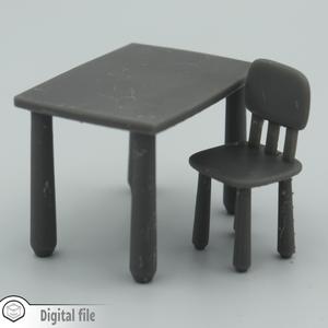 1:12 miniature Children table and chair