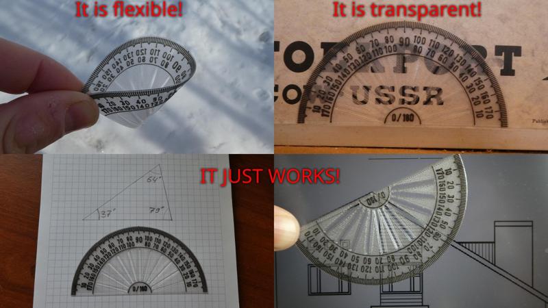 The SMALLEST protractor for drawing (transparent)