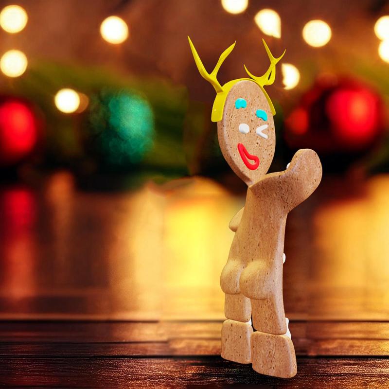 Gingerbread Man - Posing Christmas Cookie with Reindeer Antlers (Shrek-Inspired)