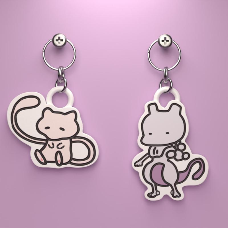 POKEMON CHIBI MEW AND MEWTWO KEYCHAIN (EASY PRINT NO SUPPORTS)
