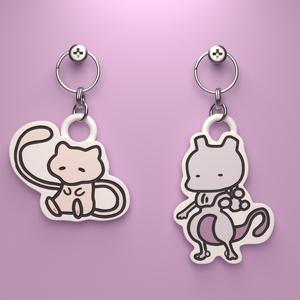 POKEMON CHIBI MEW AND MEWTWO KEYCHAIN (EASY PRINT NO SUPPORTS)