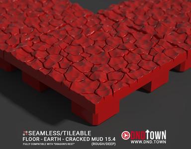 Floor - Earth - Cracked Mud 15.4 (ROUGH/DEEP) - 3D Modular Dungeon Tile - DnD Town Minis (www.dnd.town)
