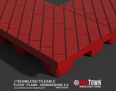 Floor - Plank - Herringbone 04.0 (NEAT/DEEP) - 3D Modular Dungeon Tile - DnD Town Minis (www.dnd.town)