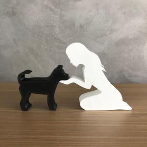Girl and her Dog(straight hair) for 3d printer or laser cut