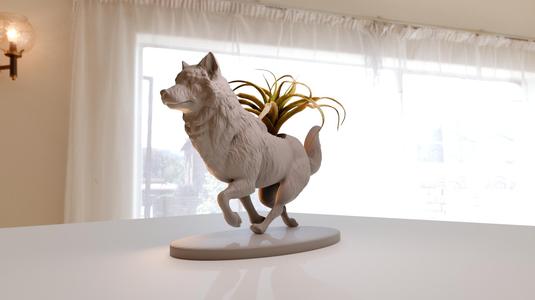 wolf running planter pot flower vase stl