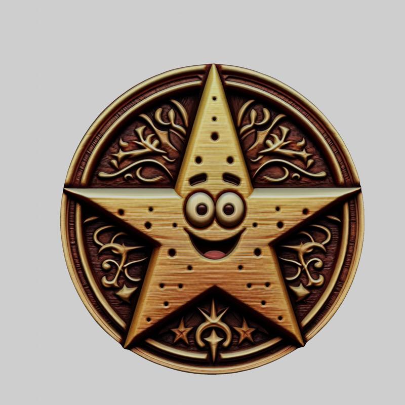 Patrick Star Cartoon Medallion for CNC Router Laser & 3D Printer