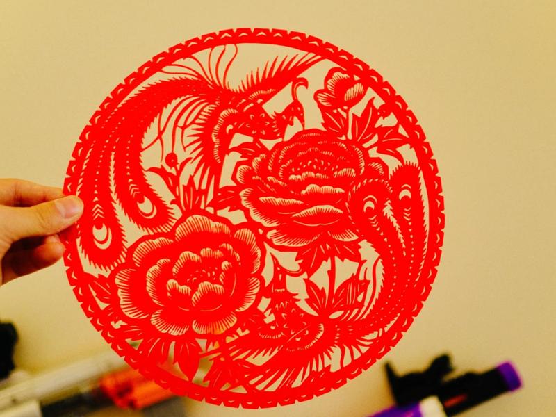 2025 Year of the Snake Window Decoration Paper-cut Auspicious Character - Peony and Phoenix