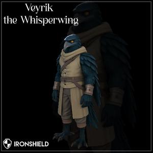 Veyrik the Whisperwing – Ravenfolk Rogue Miniature with Base | Avian Spy NPC for DnD & TTRPG