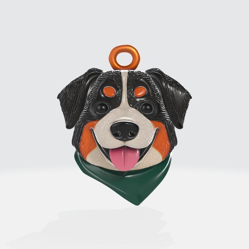 Bernese Mountain Dog Tag with Bandana – Cute Pet ID Charm
