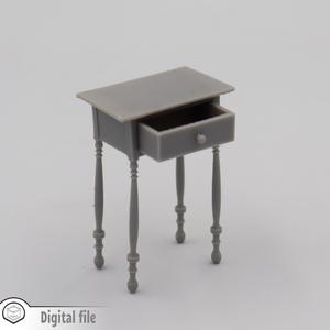 1:12 miniature Tall antique side table with drawer