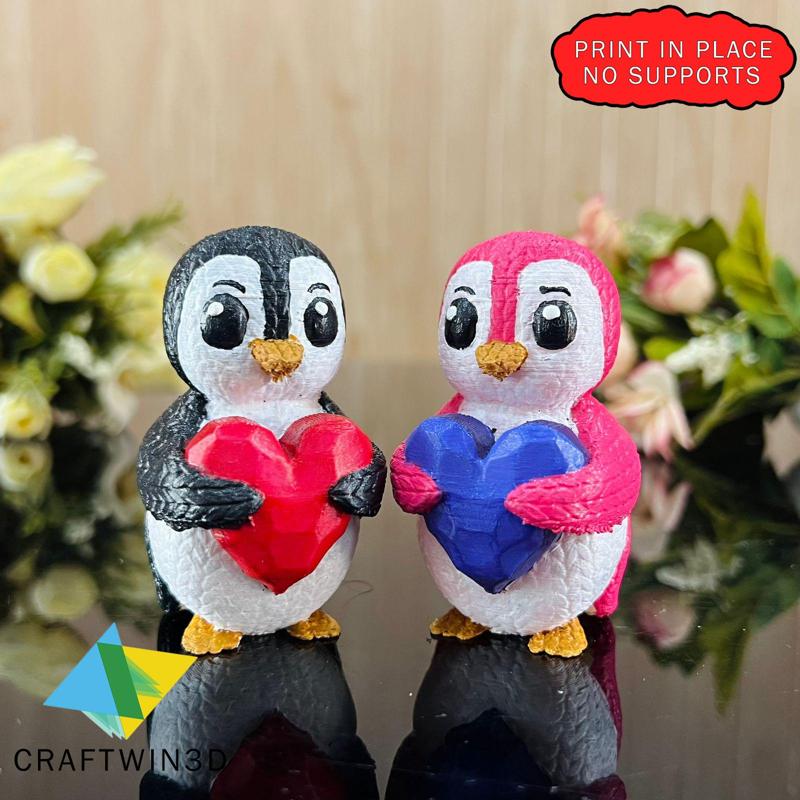 Cute Penguin Holding Heart - Knit Style 3D Model ❤️🐧