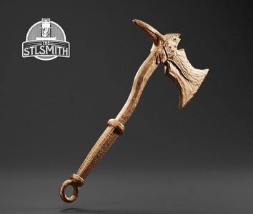 Dragonbone War Axe Skyrim Life Size Prop STL