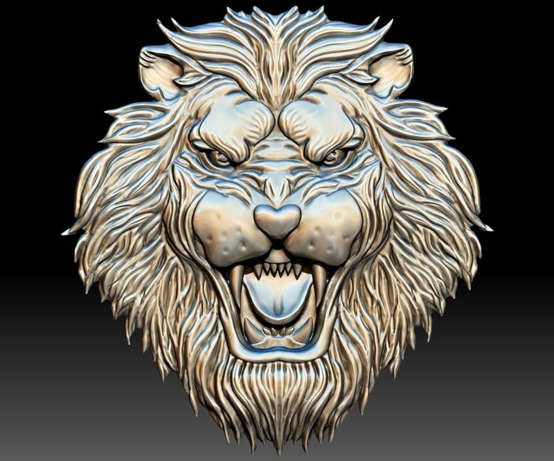Lion head STL file 3d model - relief for CNC router or 3D printer.