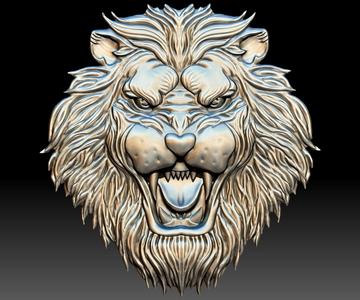 Lion head STL file 3d model - relief for CNC router or 3D printer.