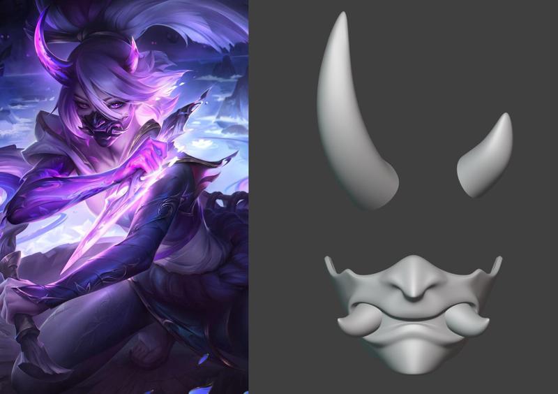 Spirit Blossom Akali Mask - Horn 3D STL League of Legends