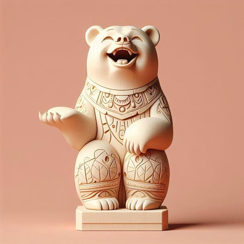 459 Laughing Bear Totem - Full-Body 3D Model, magic, collectible, witch, dinosaur, wooden, knight, viking, dragon, dnd, cat, monster hunter, dog, monster, totem, totemic