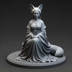 1206 Fox Spirit Woman in Pu Song Ling Style, beast, magic, creature, fantasy, wood, base, sword, warrior, wild, cat, monster, fox, godzilla, fair, witch, werewolf, horror, beast, gothic, troll