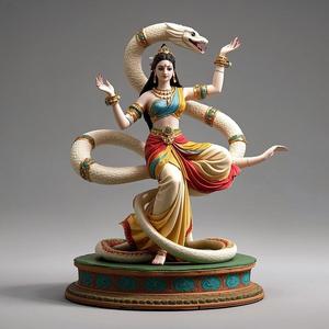 1586 Color 3D Model of a Dancing Snake Woman in Indian Style, magic, dragon, serpent, wood, gnome, gorgon, warrior, wild, fox, monster, cat, fair, witch, werewolf, horror, beast, snake, troll, skeleton dance