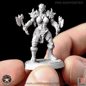 Orc Female with two axes
