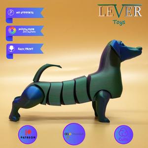 Cute Flexi Dachshund  (ARTICULATED) PRINT-IN-PLACE LEVER TOYS
